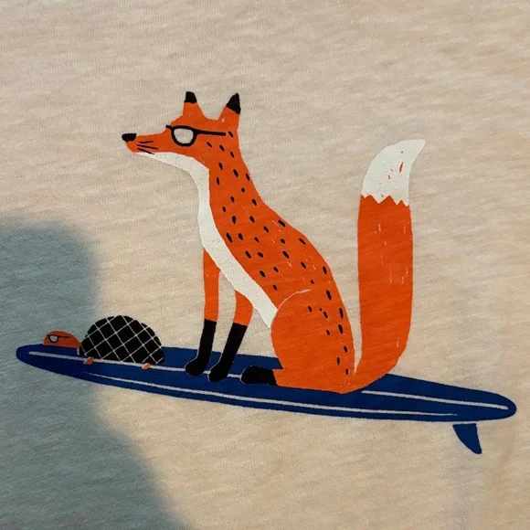 J. Crew Cream Tee with Orange Fox Design - Picture 4 of 4